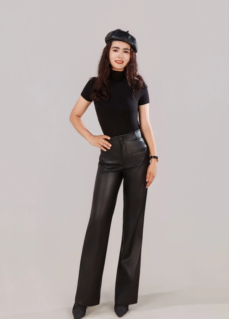 2025年高腰阔腿皮裤裤子女款爆款2025新款