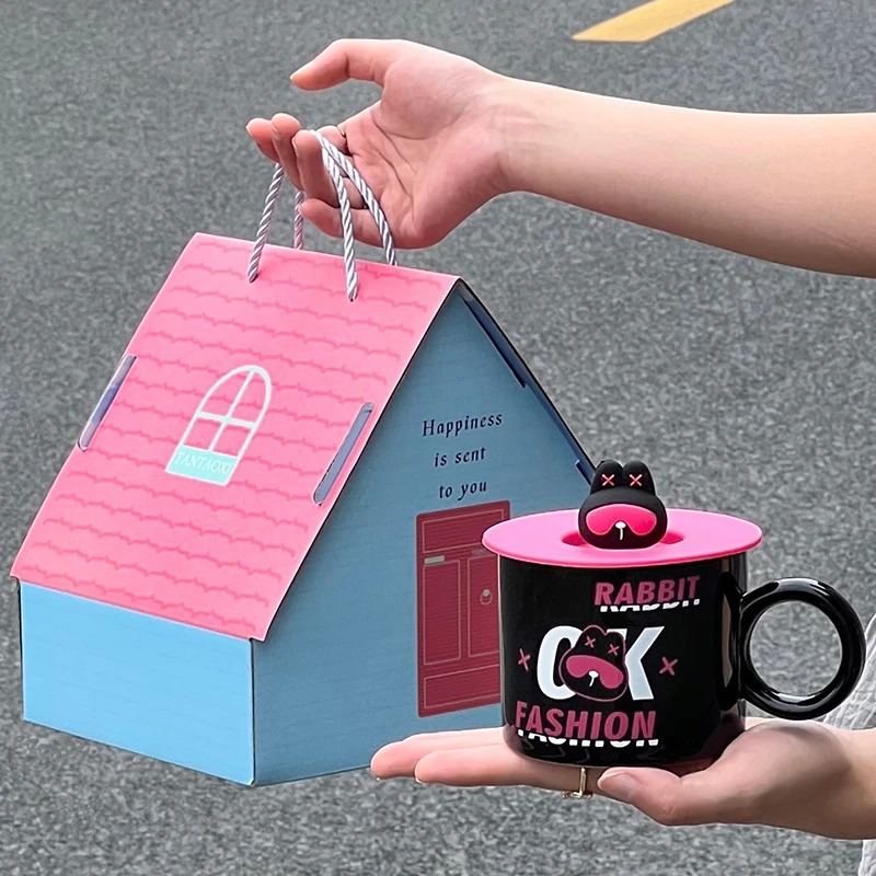 黑粉小兔生日礼物女生送闺蜜可爱马克杯创意实用高颜值杯子伴手礼