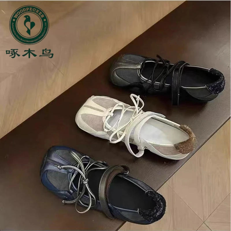 啄木鸟银色晚晚鞋法式复古玛丽珍芭蕾舞鞋女新款日系黑色软底时尚