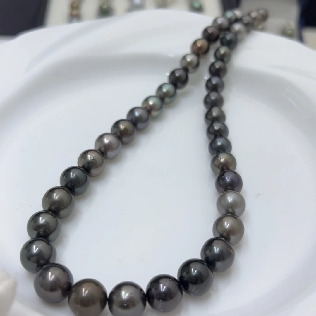 银S925镶嵌海水珍珠颈饰大溪地满串7-11mm