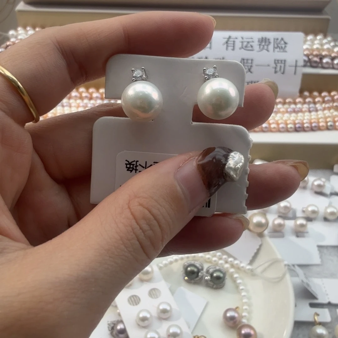 淡水珍珠耳饰银S925镶嵌