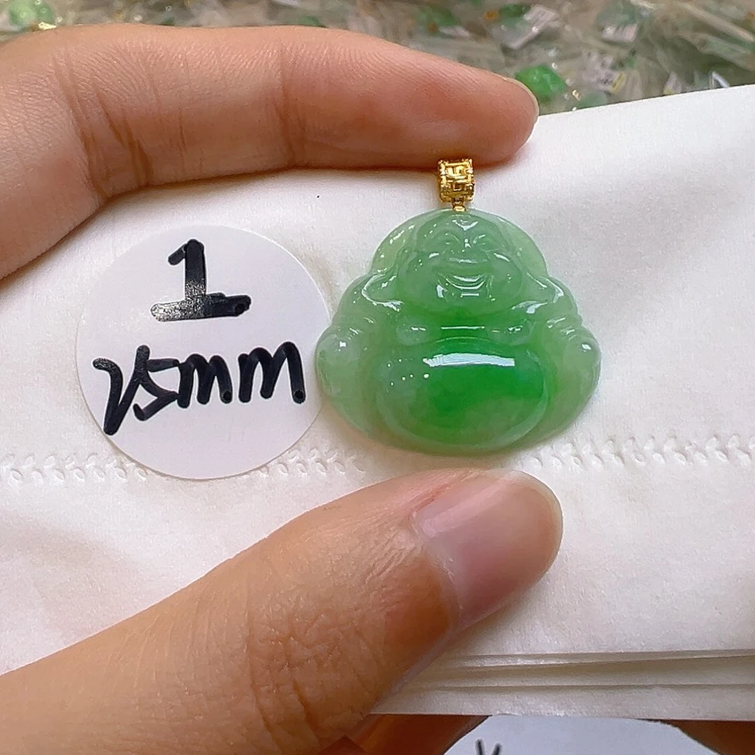 翡翠18K金镶嵌吊坠(不含链)翡翠