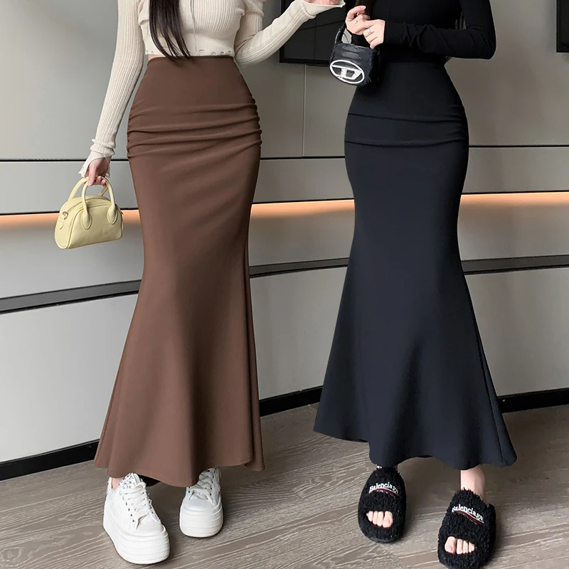 咖色西装鱼尾裙半身裙女2025秋季新款御姐职业装半裙职业包臀长裙