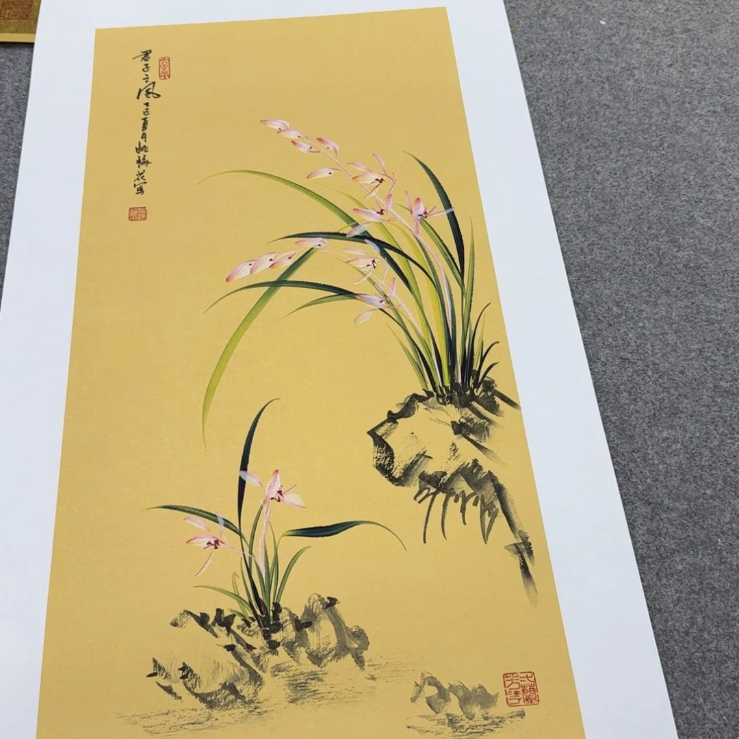 用***6国画国画立体兰花作品