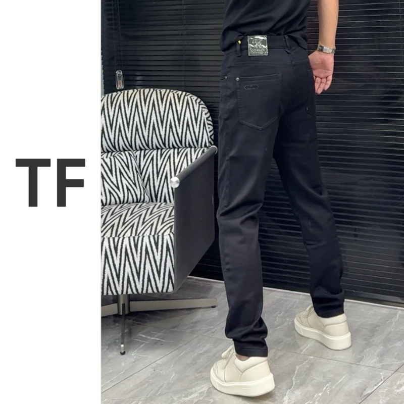 TF汤姆弗罗特牛仔裤248秋冬羊绒莫代尔面料直筒黑色弹力牛仔裤