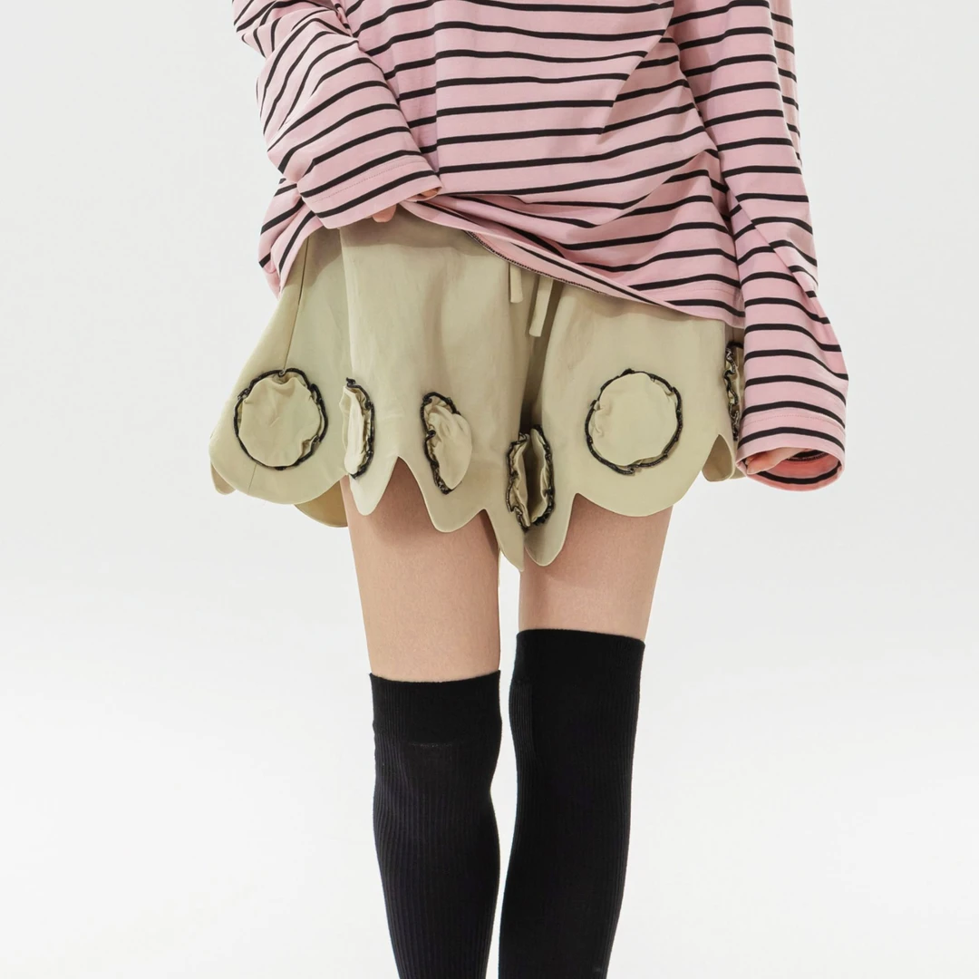 DELCHEN+ 2025春夏 豆绿色泡泡短裤 DC+PY7967