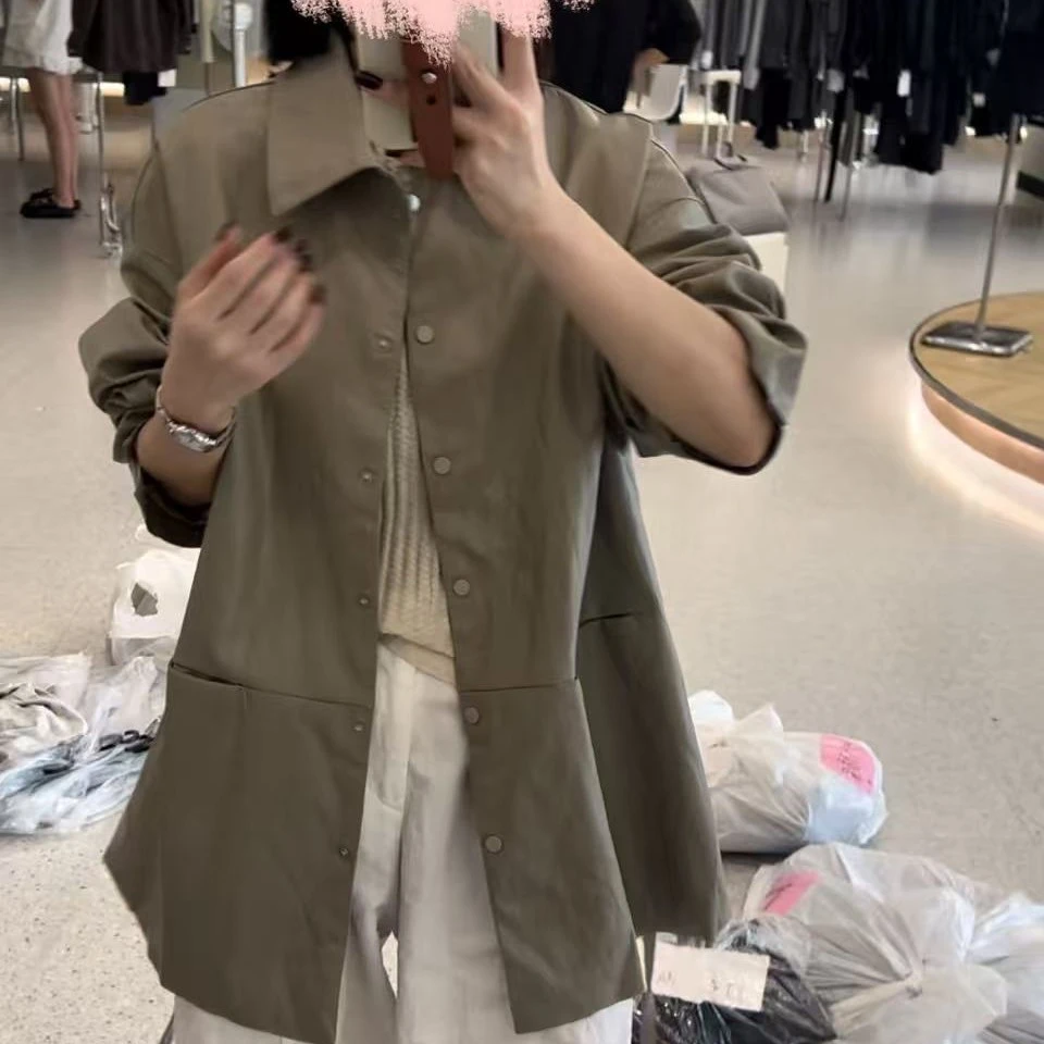 主播同款秋款韩系宽松pu皮外套