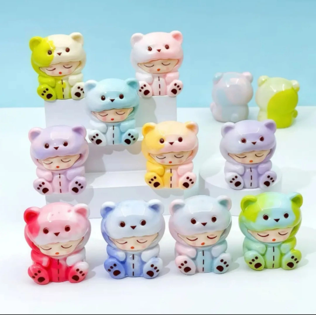 【直播拆】九宫格+双许愿  渐变晕染软糖小熊系列diy树脂饰品摆件