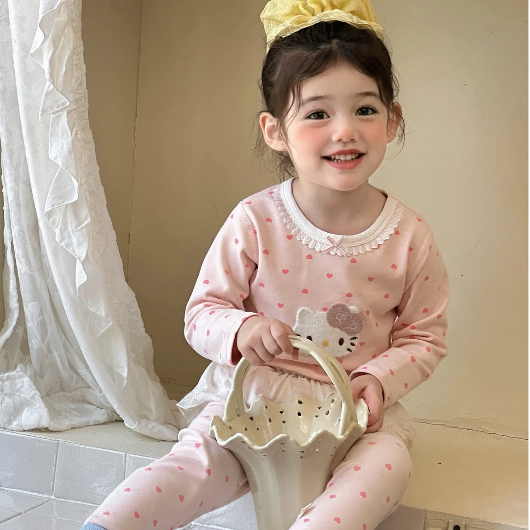 【多鱼】冬季加厚300g纯棉秋衣秋裤男女童秋冬家居服女宝睡衣套装