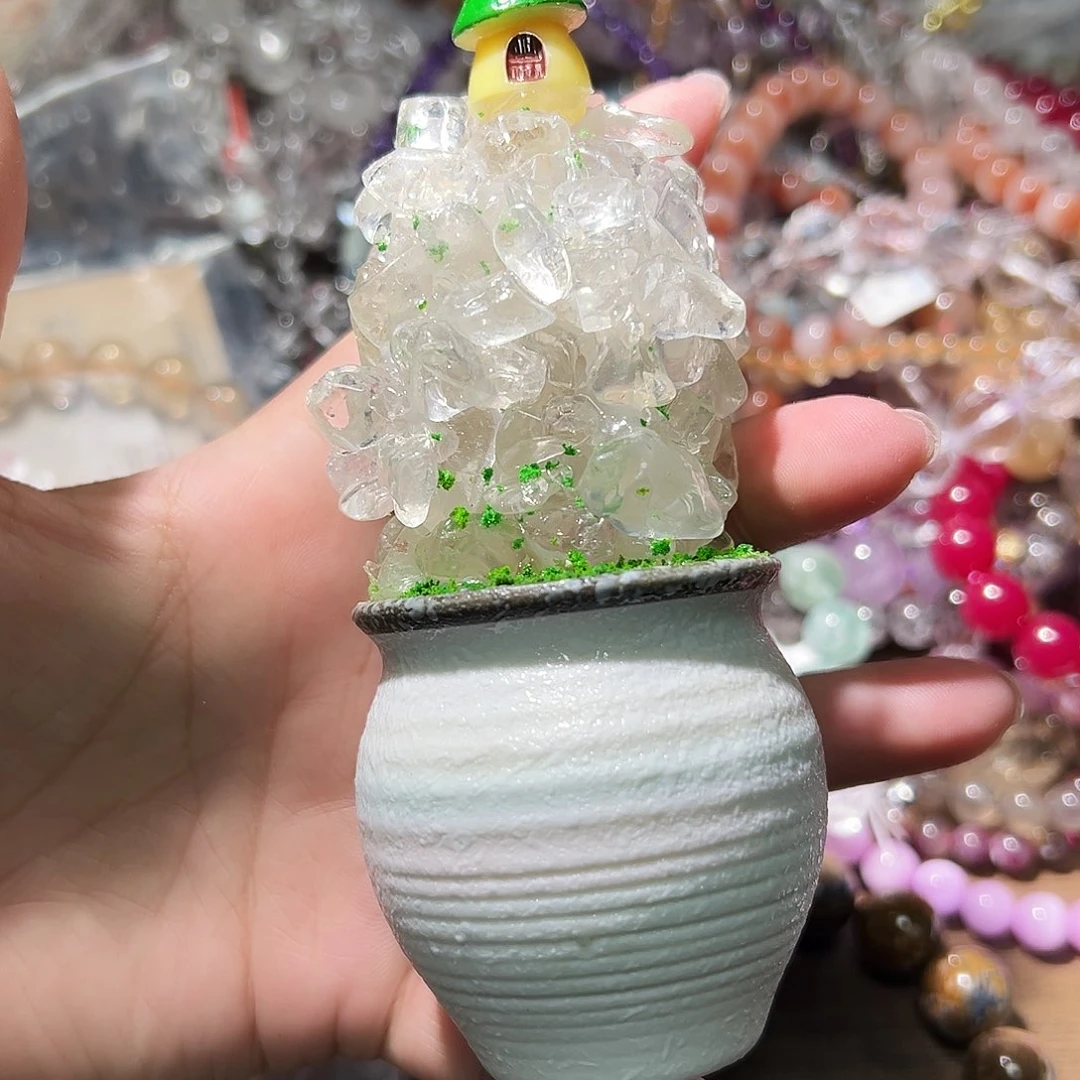 水晶手链未镶嵌喜马拉雅白水晶蘑菇屋