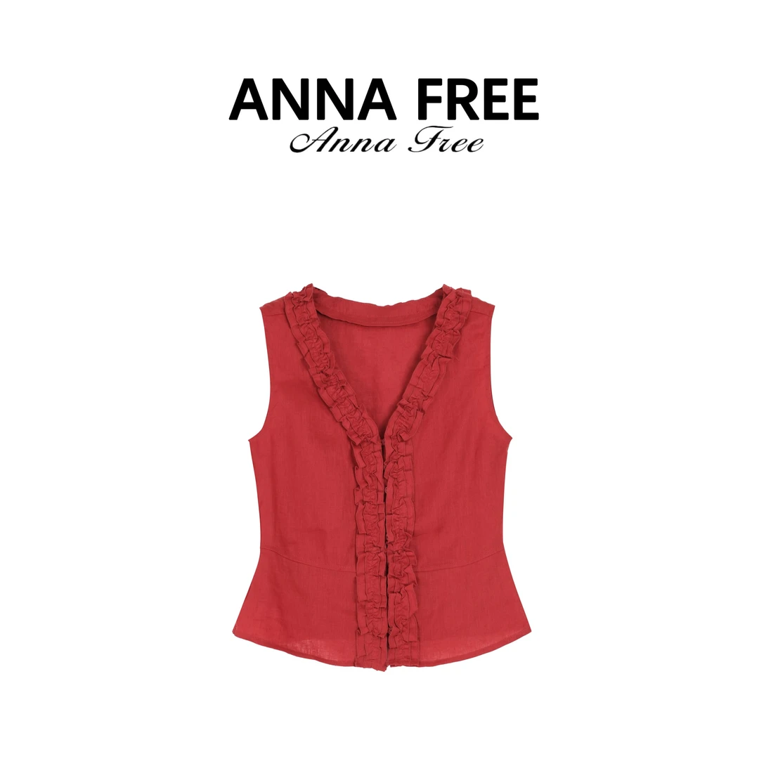 ANNA FREE 100亚麻时尚百搭无袖背心气质ZCM25492