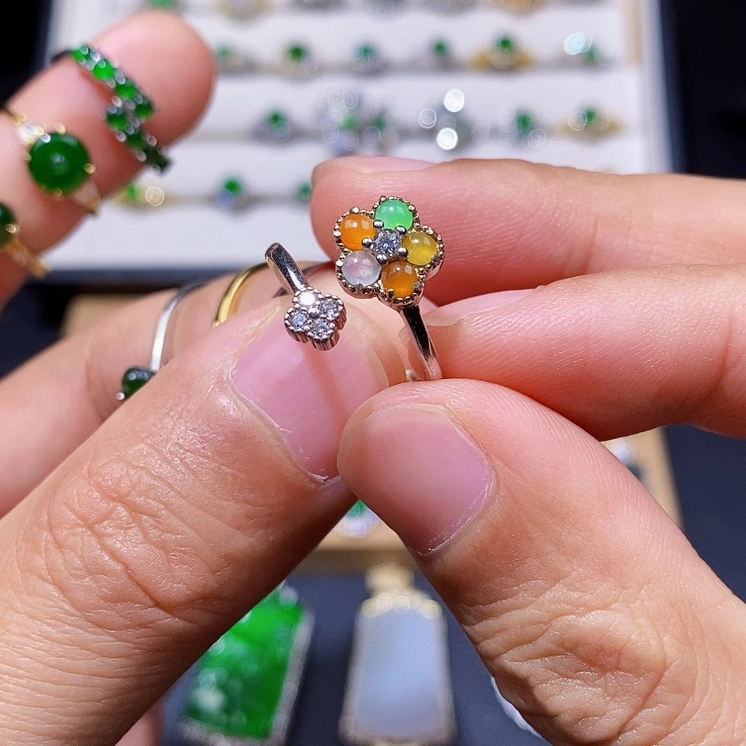 银S925镶嵌戒指翡翠戒指