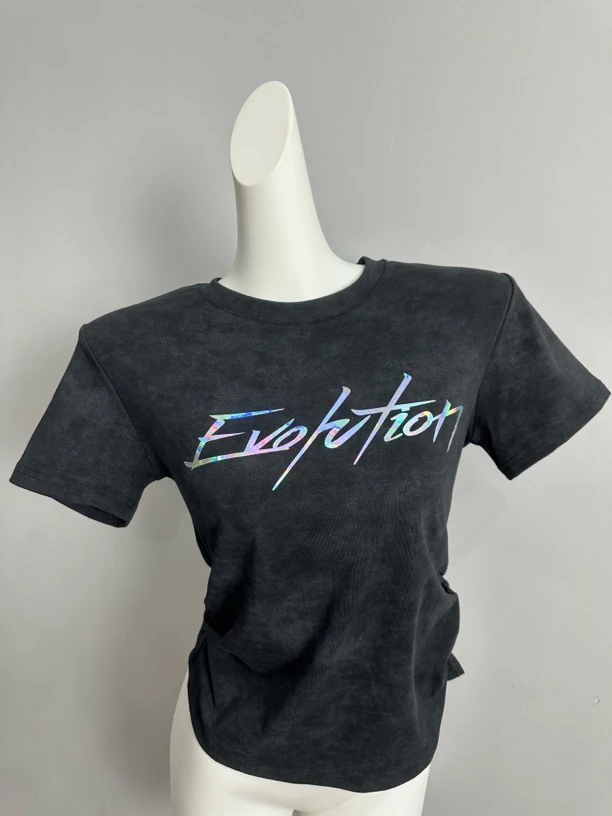 锋哥同款刺绣印花圆领扎染T恤半袖