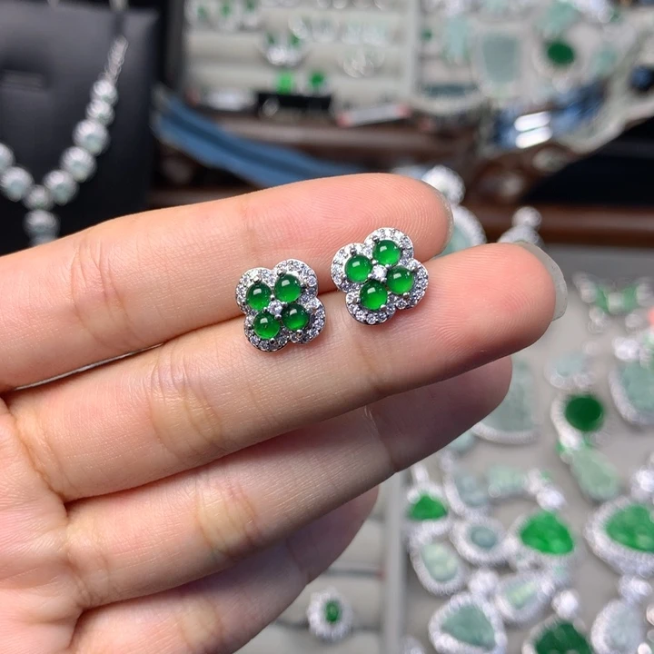 翡翠未镶嵌耳饰耳钉