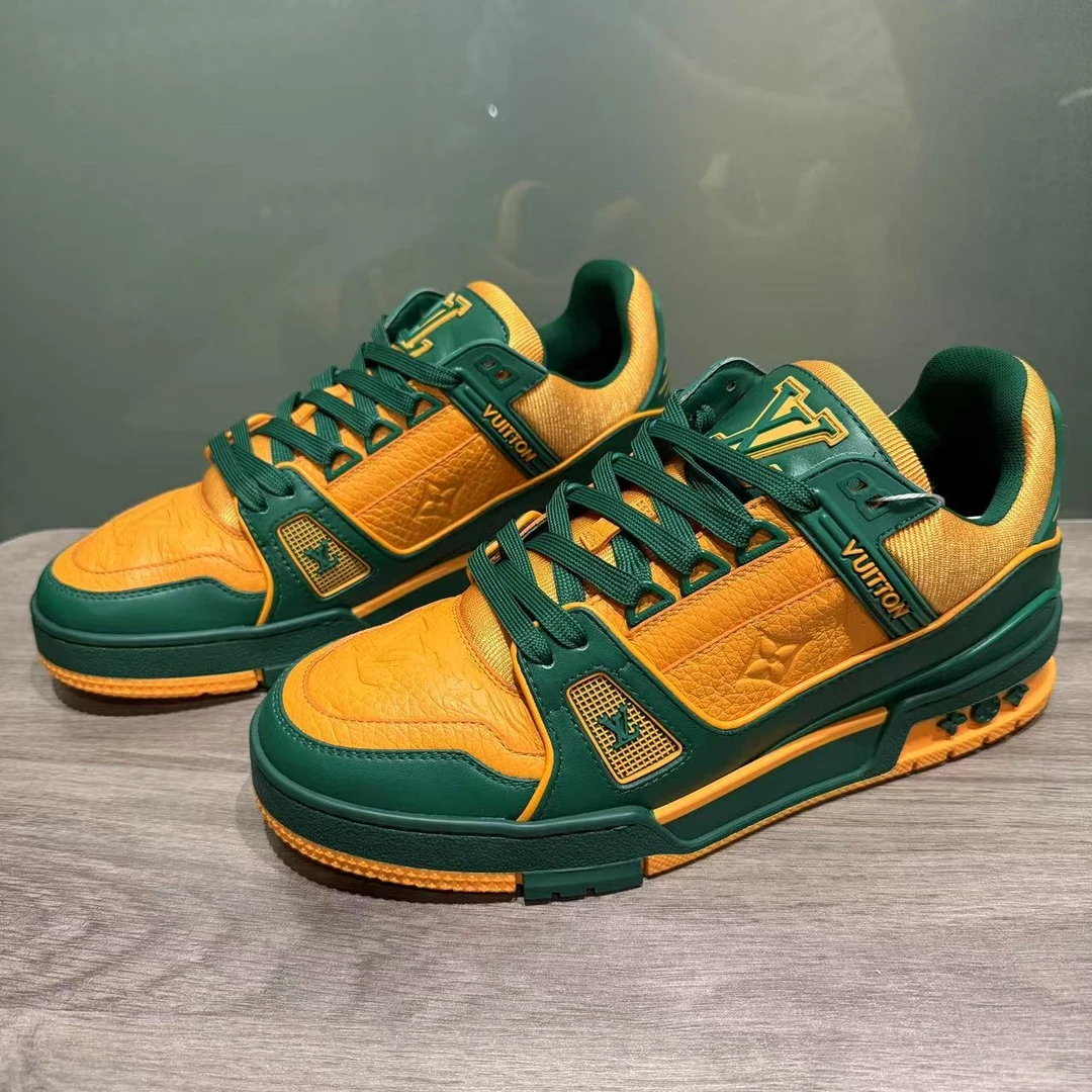 99新 LouisVuitton/路易威登 黄绿巴西配色trainer经典板鞋奢鞋