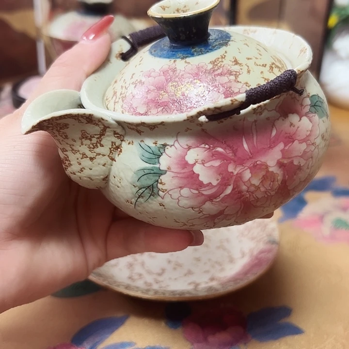 火石红国色牡丹盛世系列茶器
