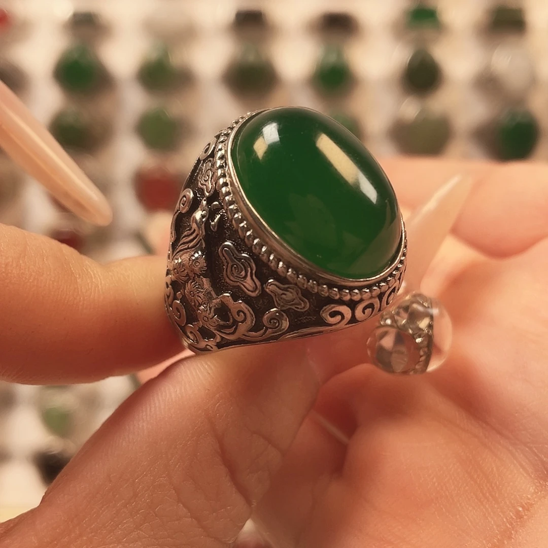 玛瑙/玉髓银S925镶嵌戒指