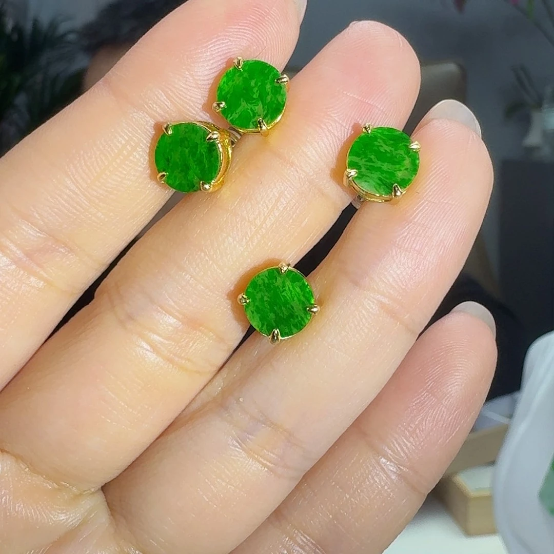 翡翠耳饰银S925镶嵌多样性发货其一