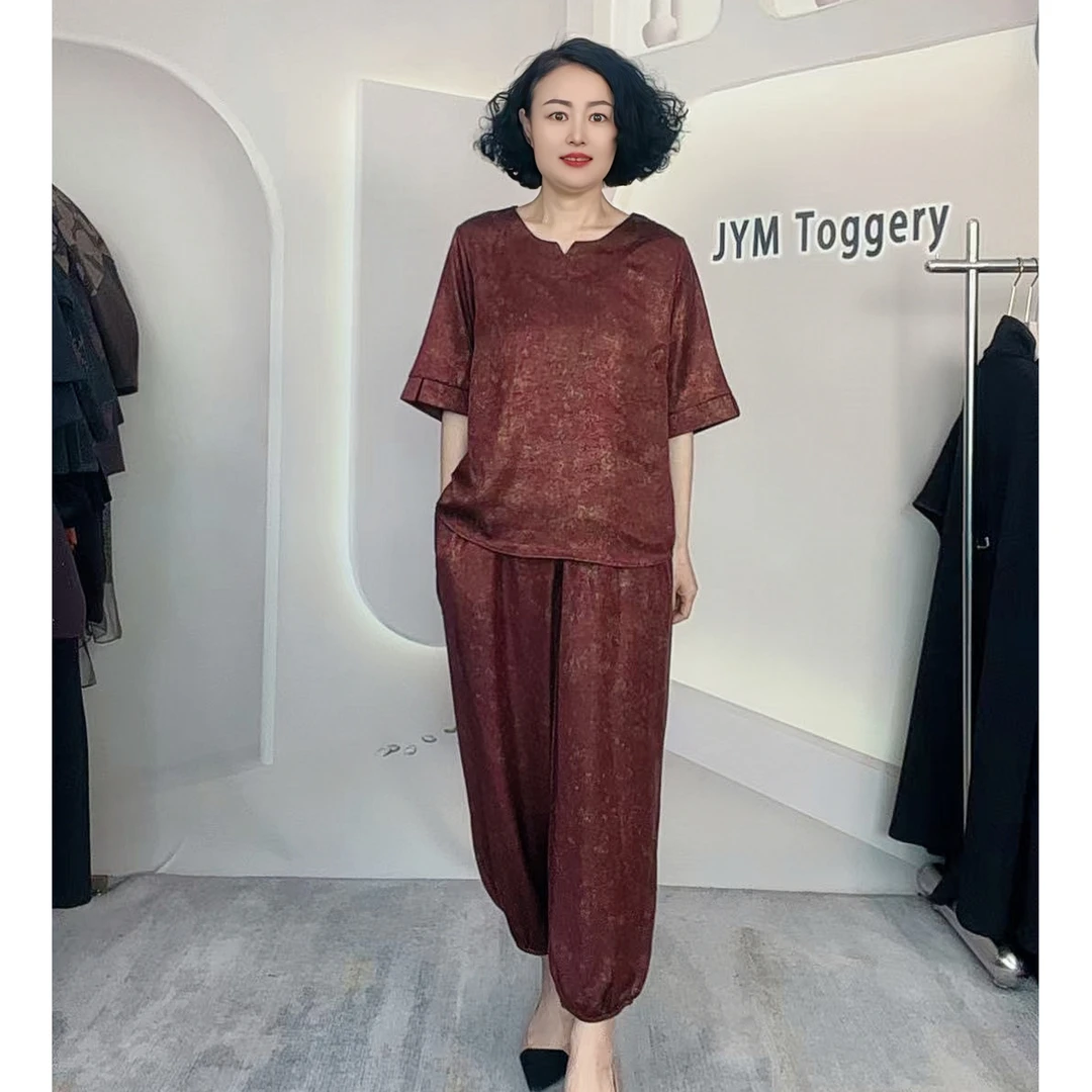 JYM[夏季新款]时尚宽松舒适高档减龄短袖休闲裤两件套