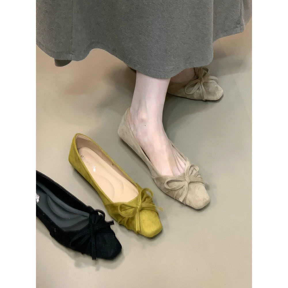 NQL-3196-22秋季新款蝴蝶结浅口单鞋2025仙女风低跟鞋时尚女鞋