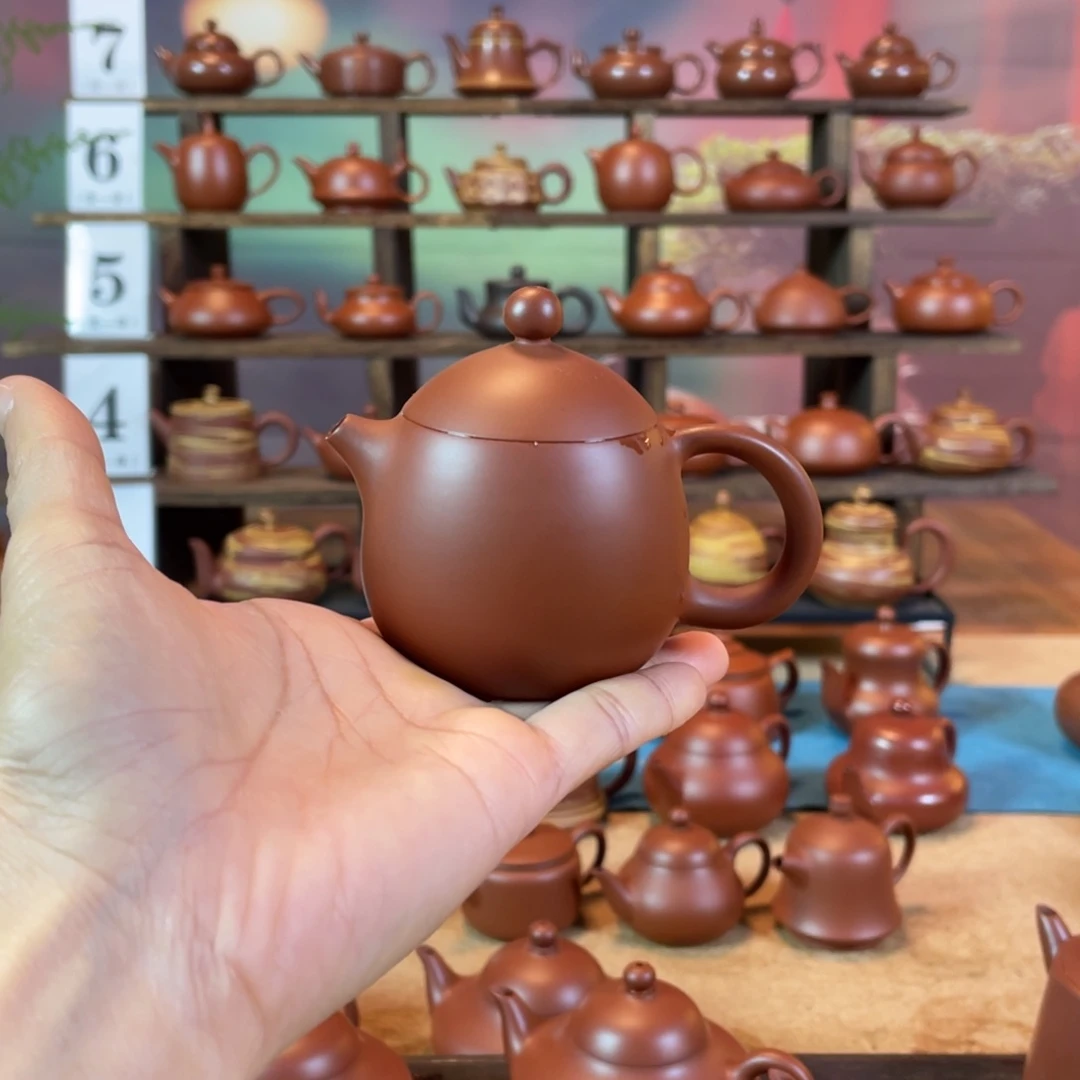 茶壶紫砂?****y潮州手工手拉朱泥龙蛋壶