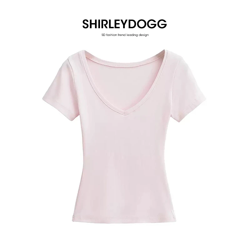 汤元家sd修身百搭短袖温婉大方上衣T恤衣服