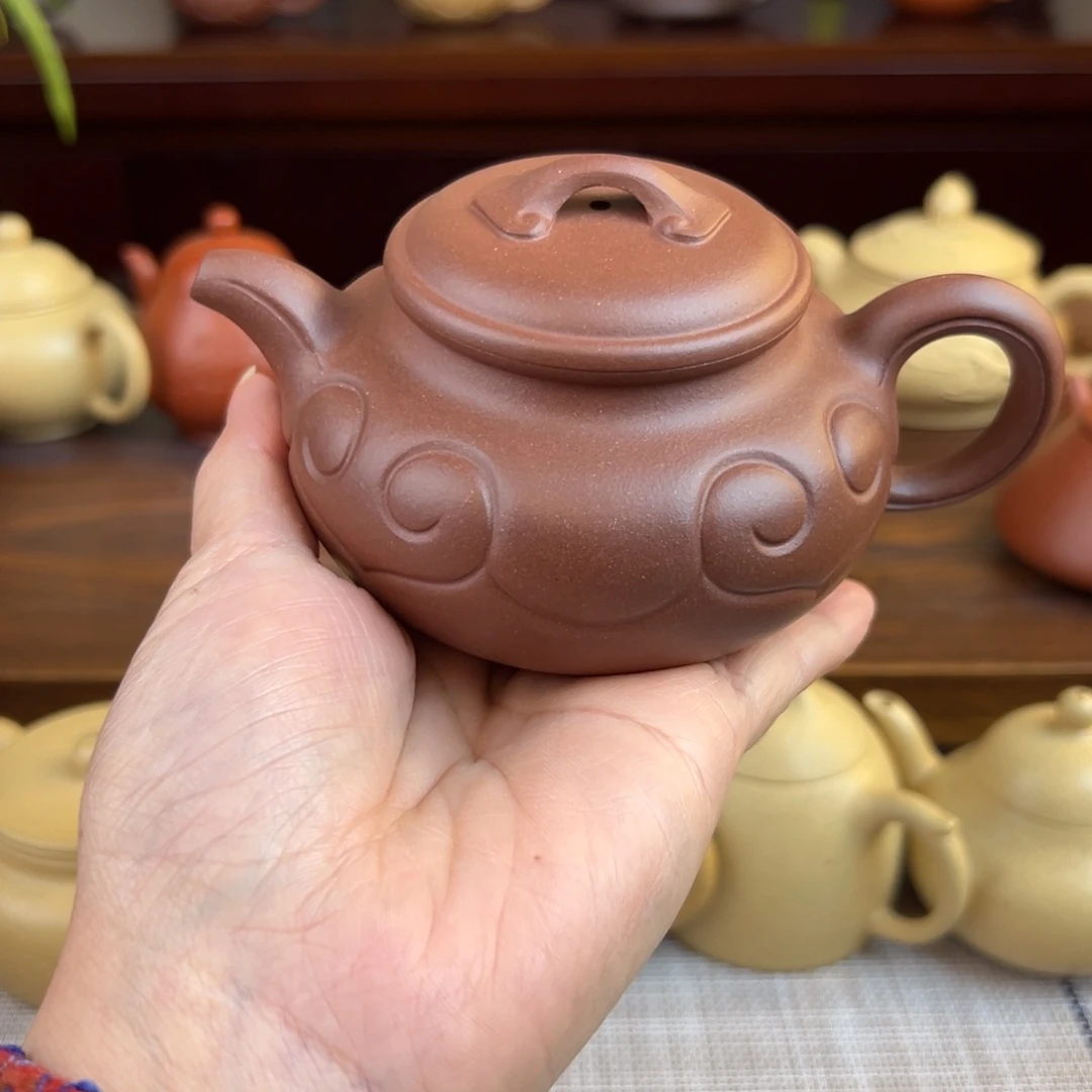 老***生茶壶紫砂底槽清仿古如意全手200cc
