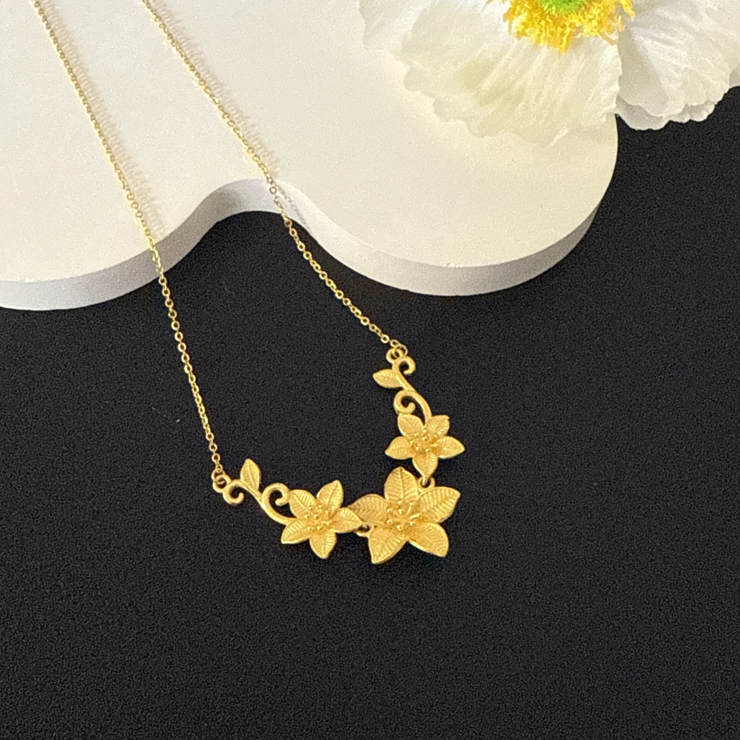 不支持七天无理由 足金 999 幸福花烟草花黄金套链