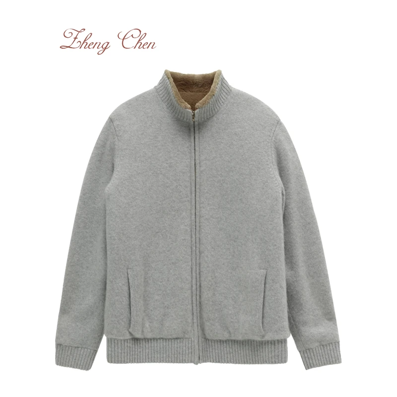 （高端黑标）皇冠级别水貂绒羊绒开衫YQ95293-1