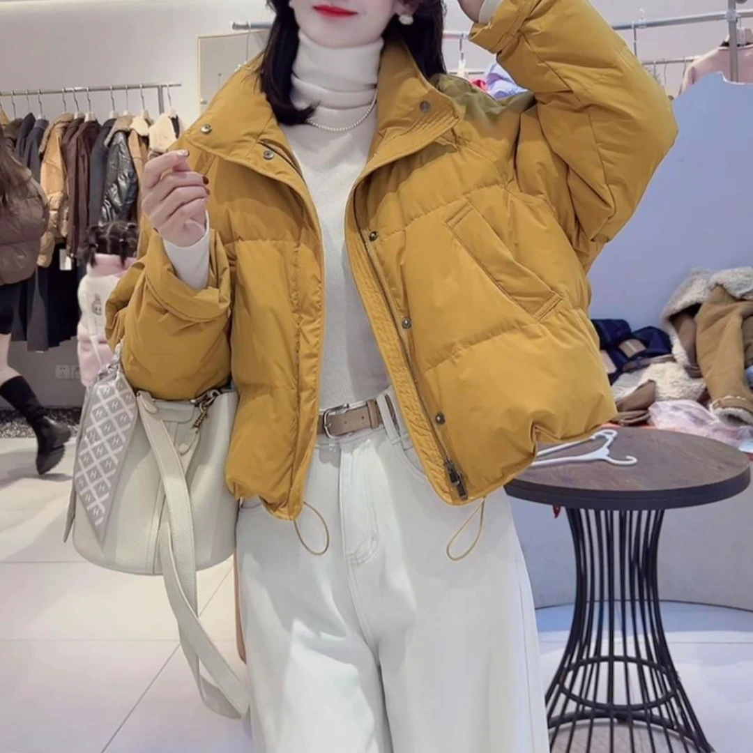 时尚简约高级感棉衣外套女2025冬季新款宽松显瘦百搭立领短款棉服