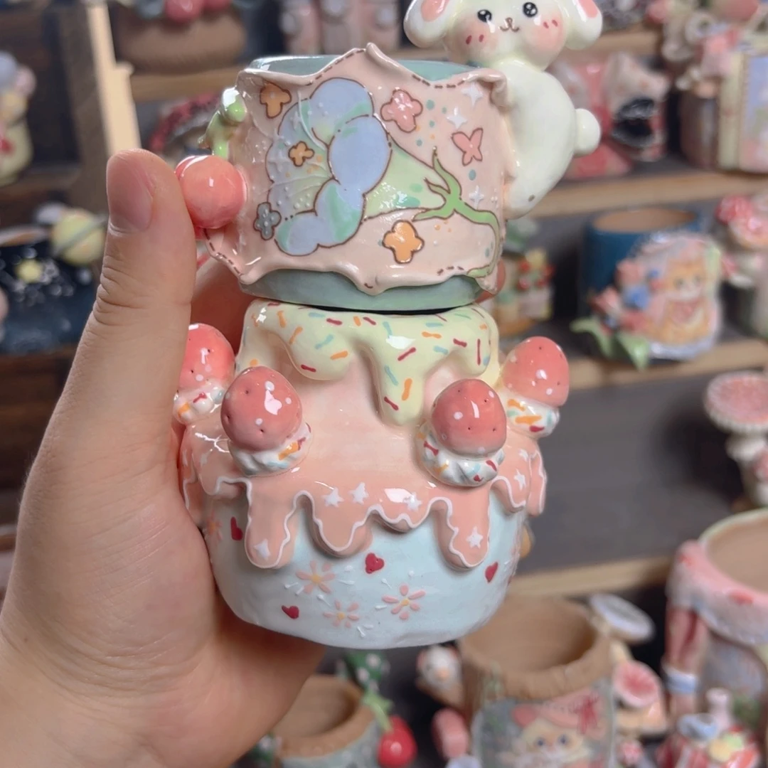 高***数老梧家的手工陶瓷多肉花盆