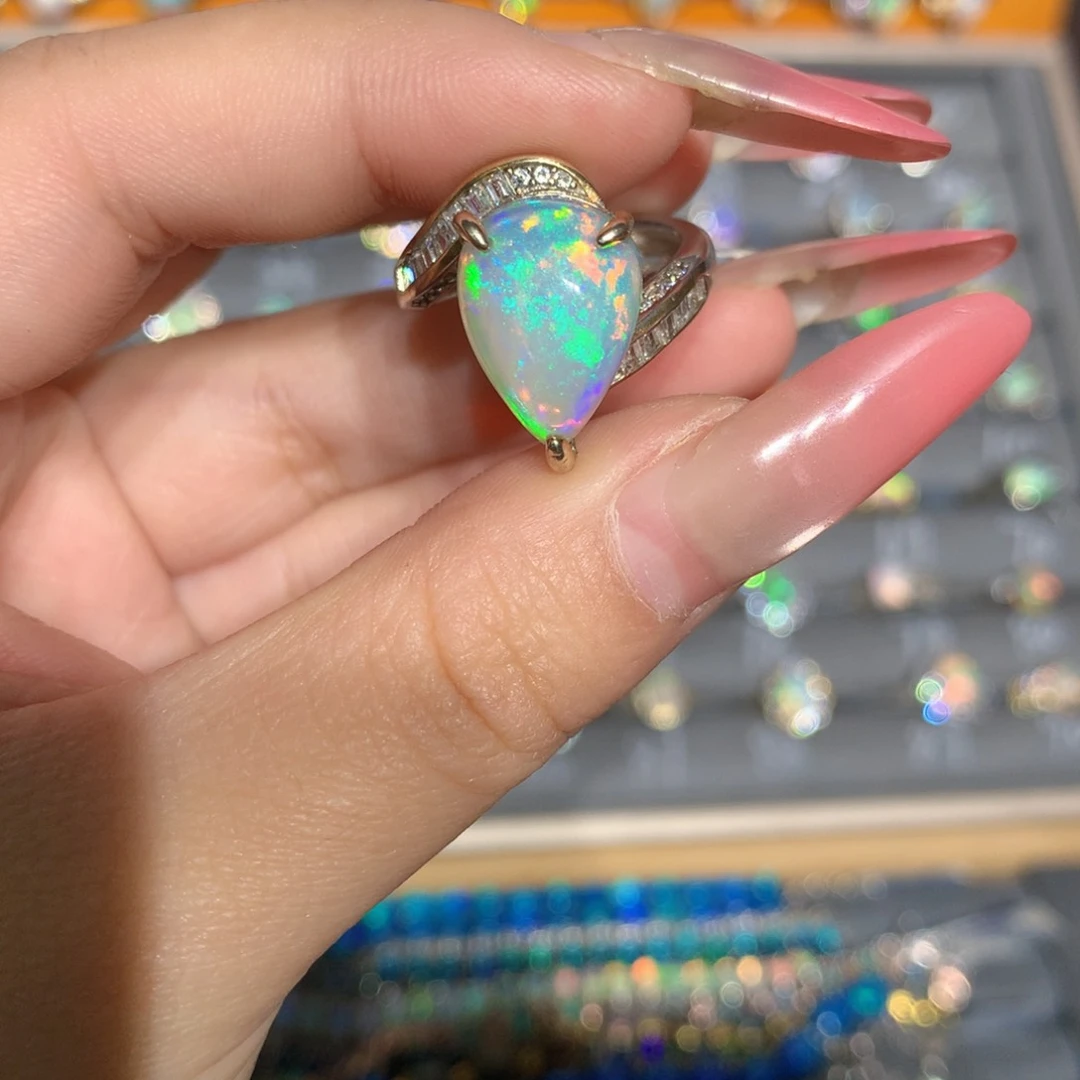 银S925镶嵌欧泊欧泊戒指l