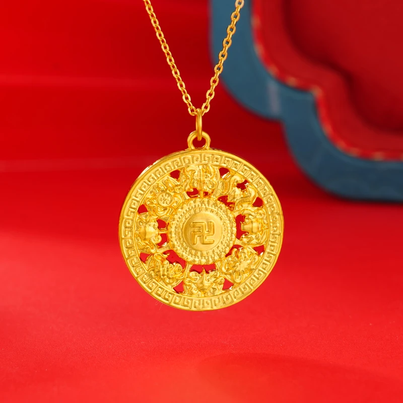【晓晓专享】足金999饰品 八宝盘(赠合金链)BP 90334