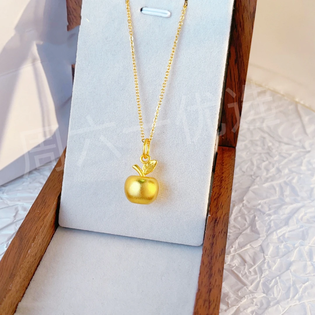 实心小苹果吊坠古法平安果平安夜首饰苹果项链