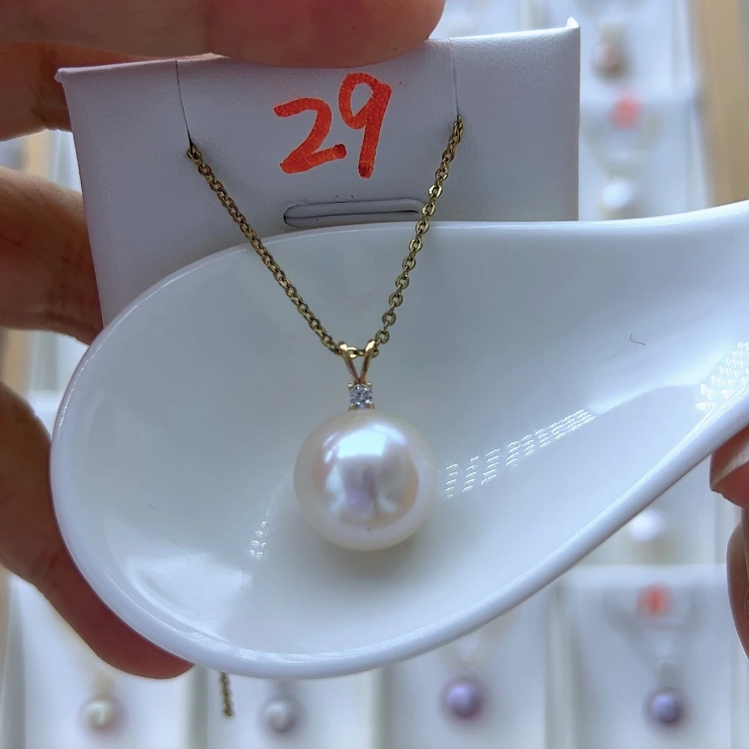 淡水珍珠吊坠(赠链)18K金镶嵌14.5