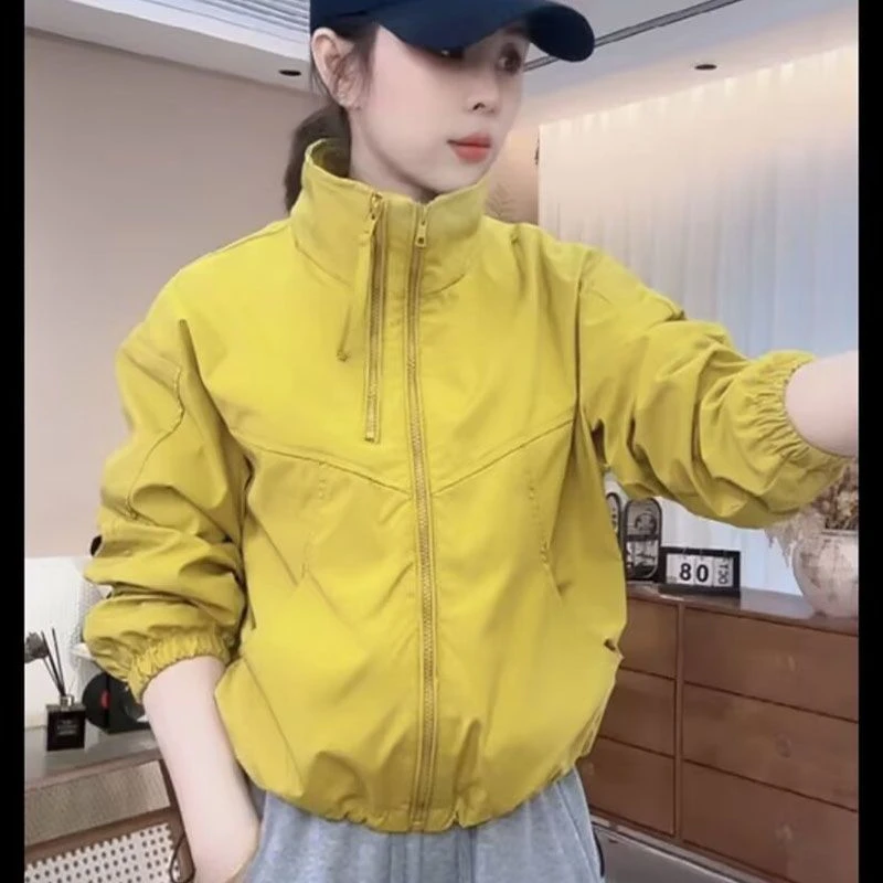 立领短款冲锋衣女休闲夹克外套百搭显瘦洋气春秋上衣