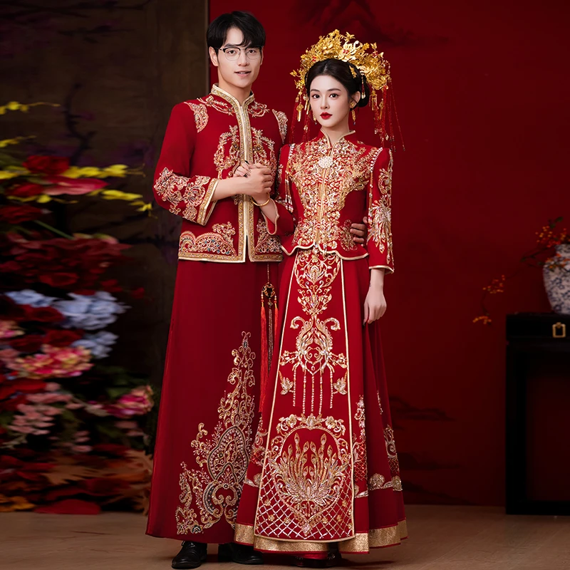 丝绒秀禾服2025新款新娘高端结婚礼服中式婚服敬酒服出阁服重工女