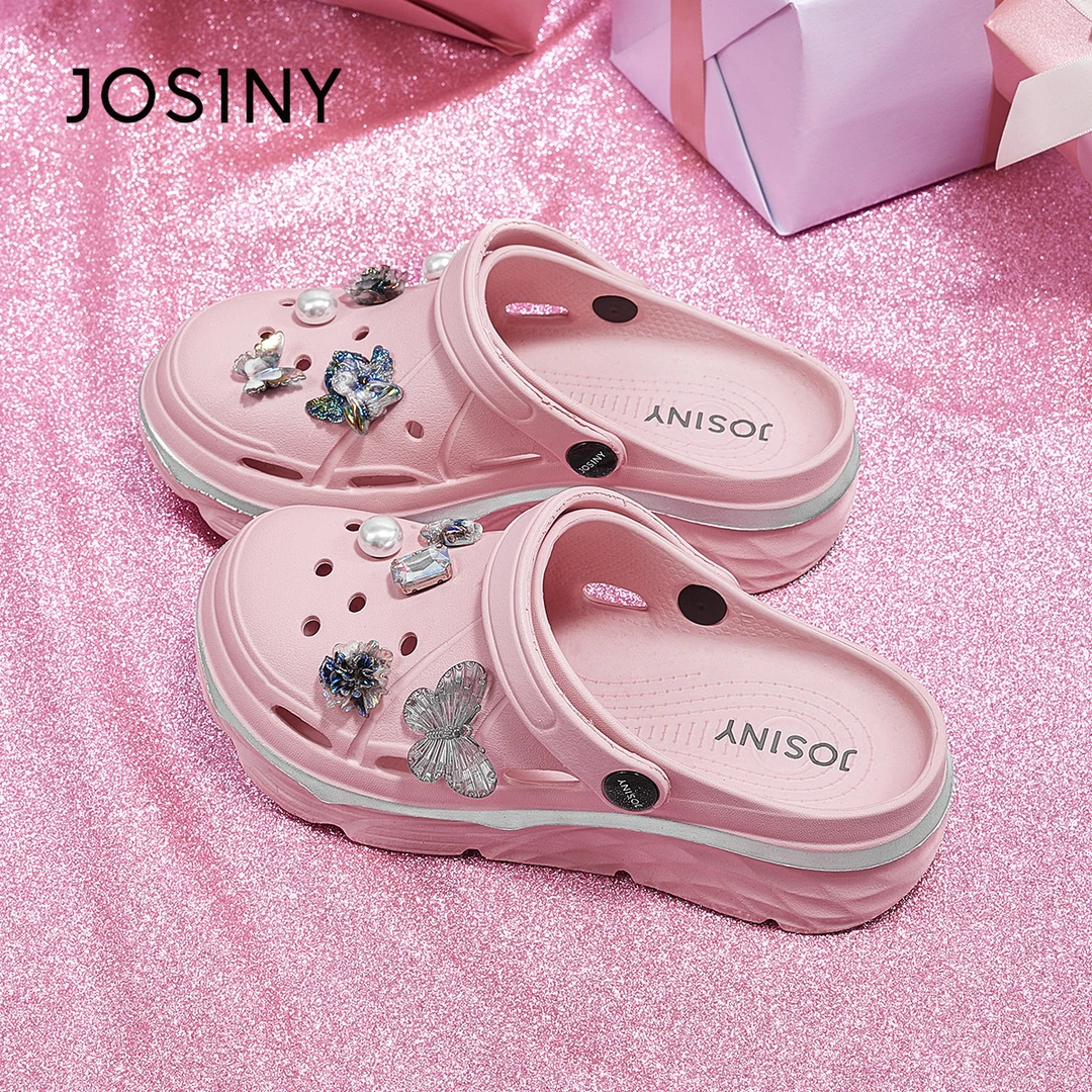 卓诗尼洞洞鞋女鞋2025新款夏季厚底增高休闲鞋百搭透气包头拖鞋女