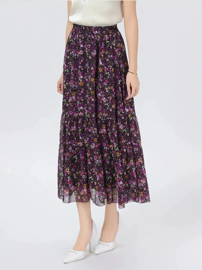 【商场同款】2025夏季新款时尚百搭气质高腰显瘦A字碎花半身裙女