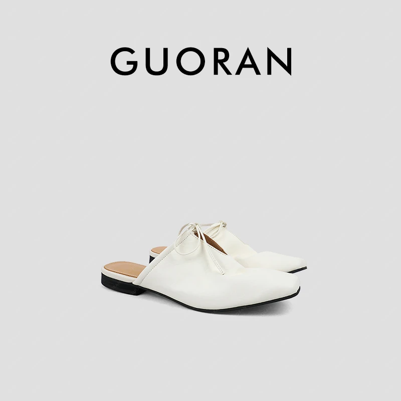 水洗马皮取悦主义氛围松弛感蝴蝶结新意包头半拖外穿穆勒拖