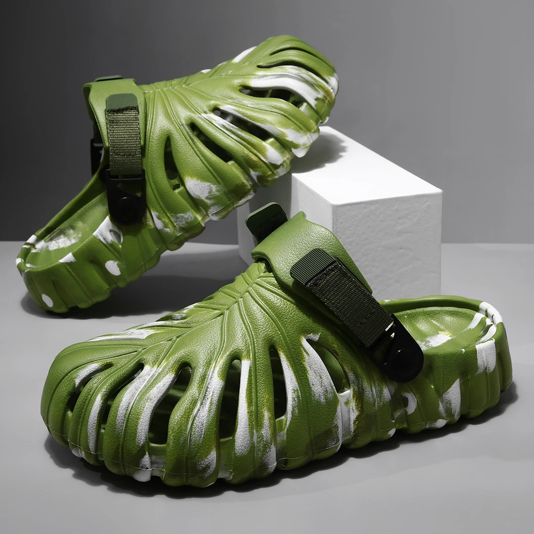 夏季男女款包头拖透气简约潮流休闲厚底纯色防头洞洞鞋凉鞋