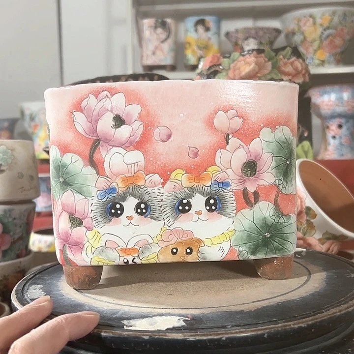 景德镇市昌江区手绘花盆 满38包邮庆*