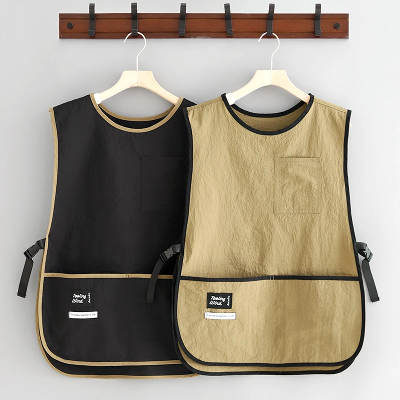 简约防泼水坎肩围裙定制印字餐饮上班专用马甲工作服厨房做饭家用