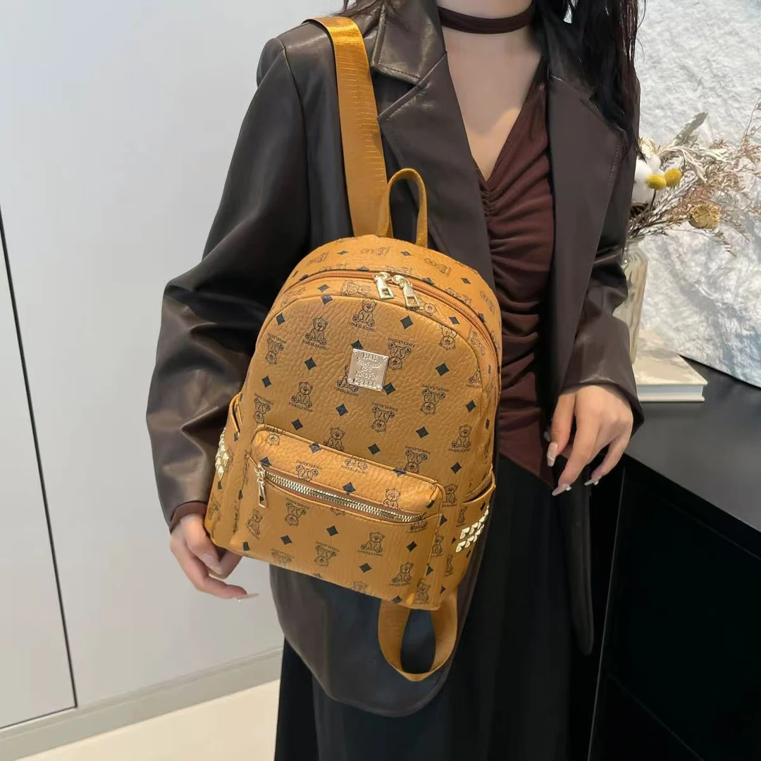 书包背包女双肩包2026新款小众皮质大学生书包大容量双肩包24