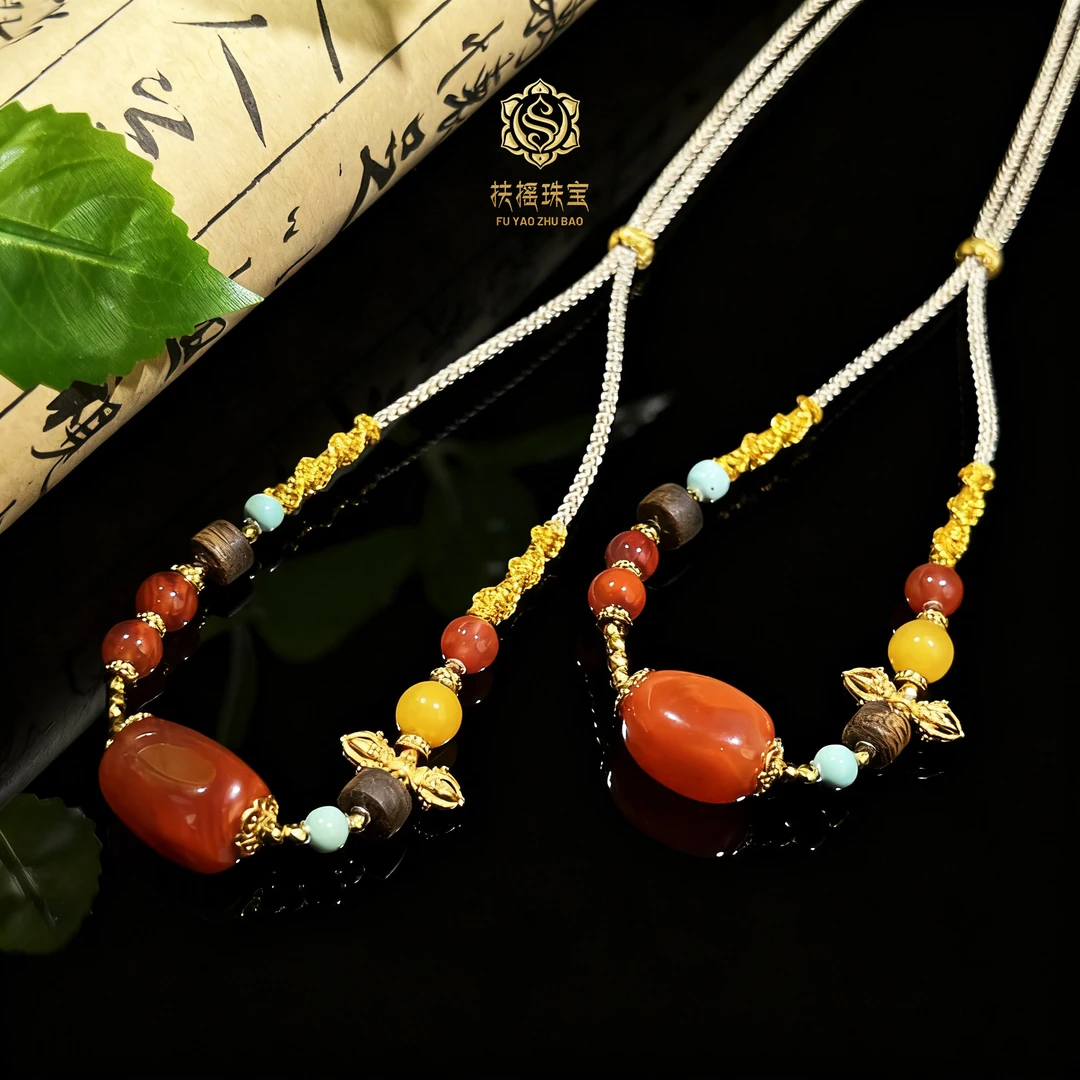 【扶摇严选】s925银南红随形玛瑙DIY杵杵项链多样性发一6500