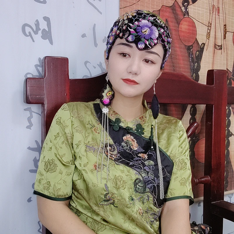 扶茶原创设计-民族风老绣发箍帽942