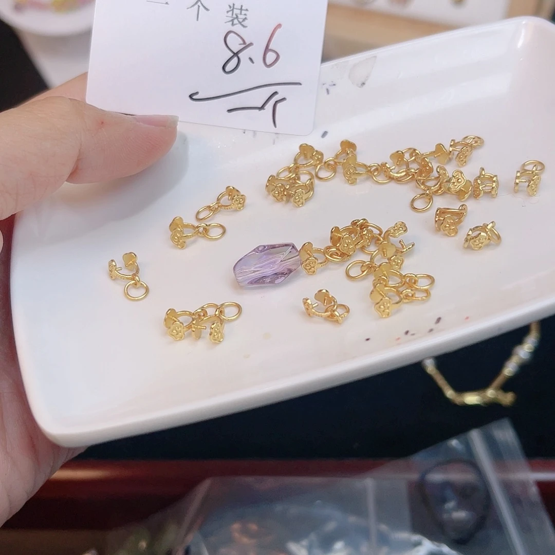 紫晶珠宝半成品银S925镀金镶嵌8