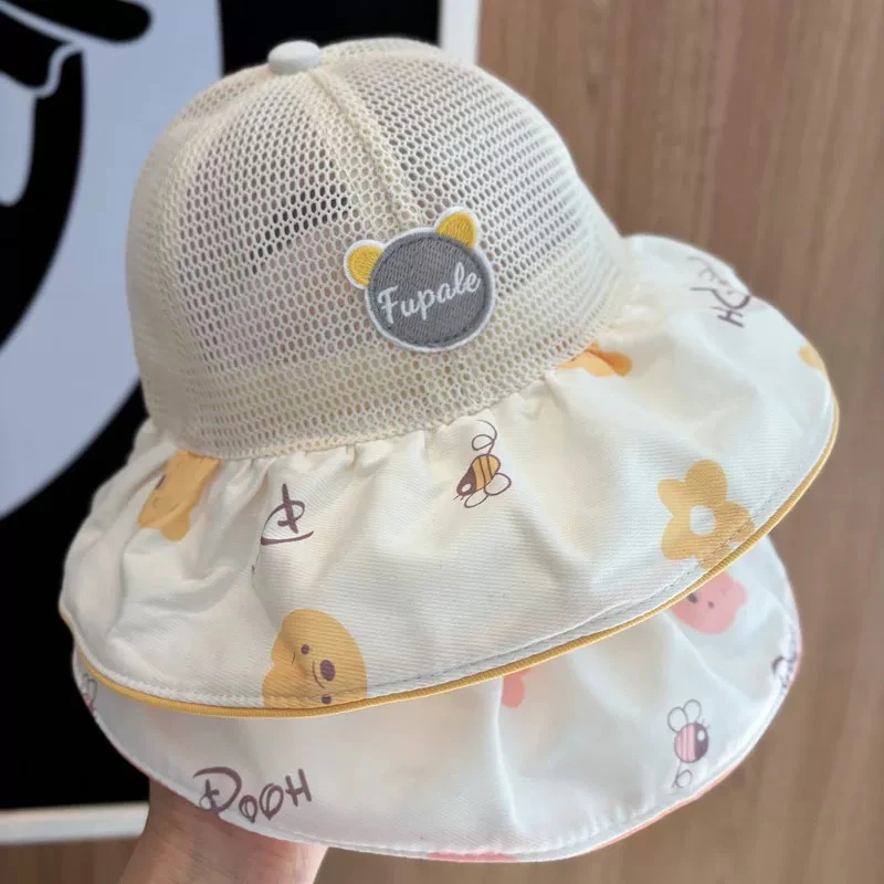 儿童休闲防晒帽夏季薄款大帽檐遮阳透气渔夫帽男女宝宝出游盆帽潮