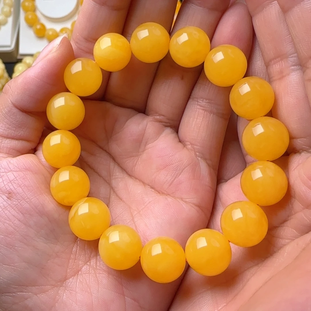 琥珀未镶嵌手链焦皮浓蜡手串13