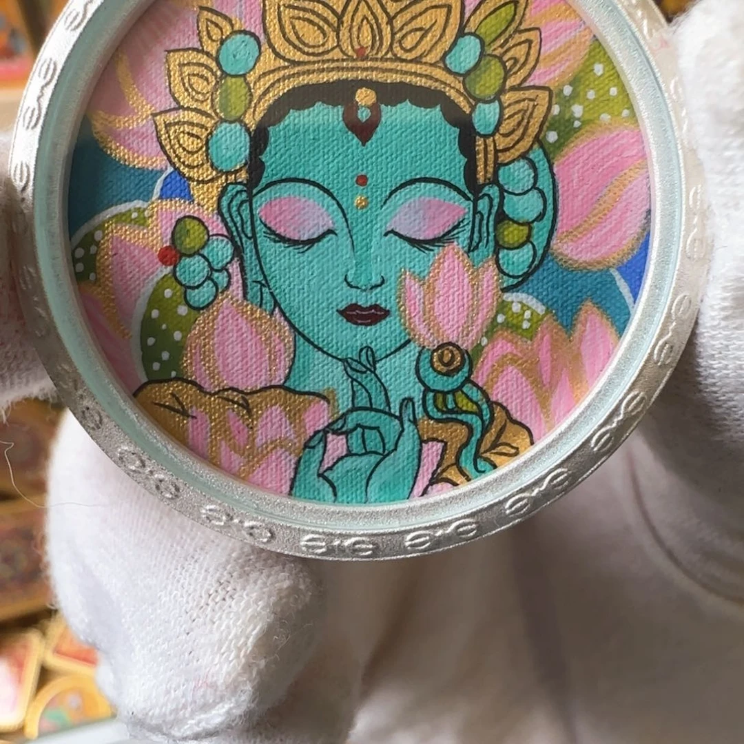 吊坠一****?绿度母 纯手绘 3.5尺寸